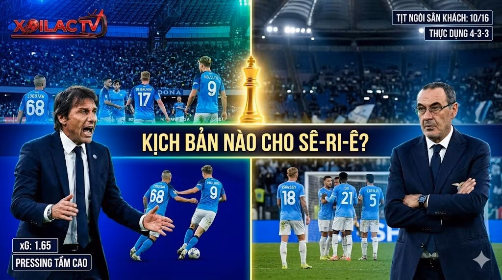 Nhận định bóng đá Napoli vs Lazio: Sự tương phản chiến thuật giữa lối đá pressing của HLV Antonio Conte và sự thực dụng của Maurizio Sarri.