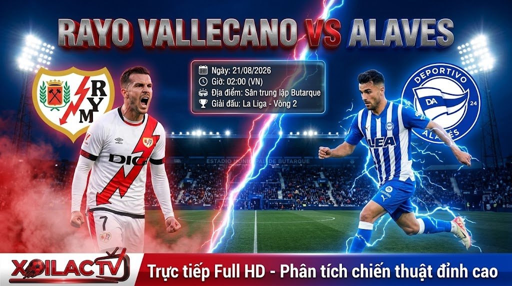 Nhận định soi kèo Rayo Vallecano vs Alaves 02h00 ngày 21/08 vòng 2 La Liga - Trực tiếp bóng đá Xoilac TV.