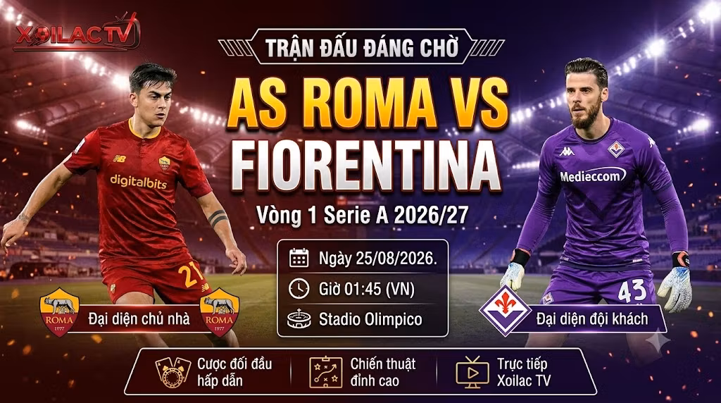 Nhận định trực tiếp bóng đá AS Roma vs Fiorentina vòng 1 Serie A cùng chuyên gia Xoilac TV.