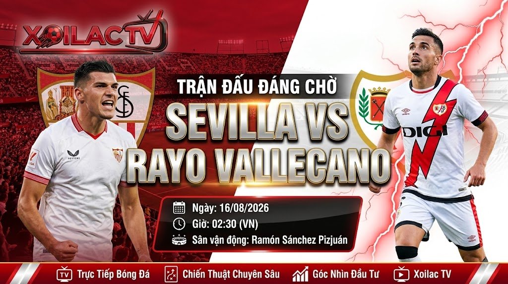 Nhận định và soi kèo trận đấu Sevilla vs Rayo Vallecano vòng 1 La Liga trực tiếp trên Xoilac TV